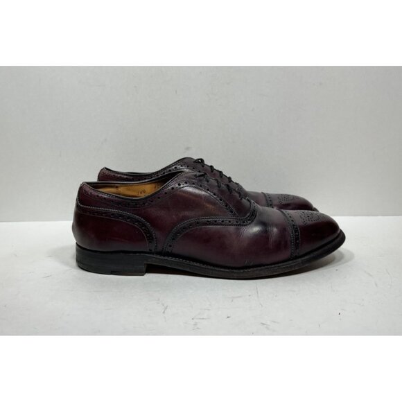 Alden 908 Medallion Cap Toe Oxford Shoes Burgundy Calfskin Leather Men’s Sz 10.5 - Picture 1 of 10